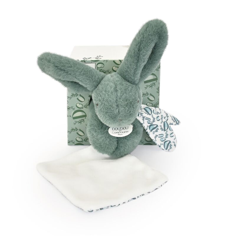  - plush rabbit with comforter green 16 cm 